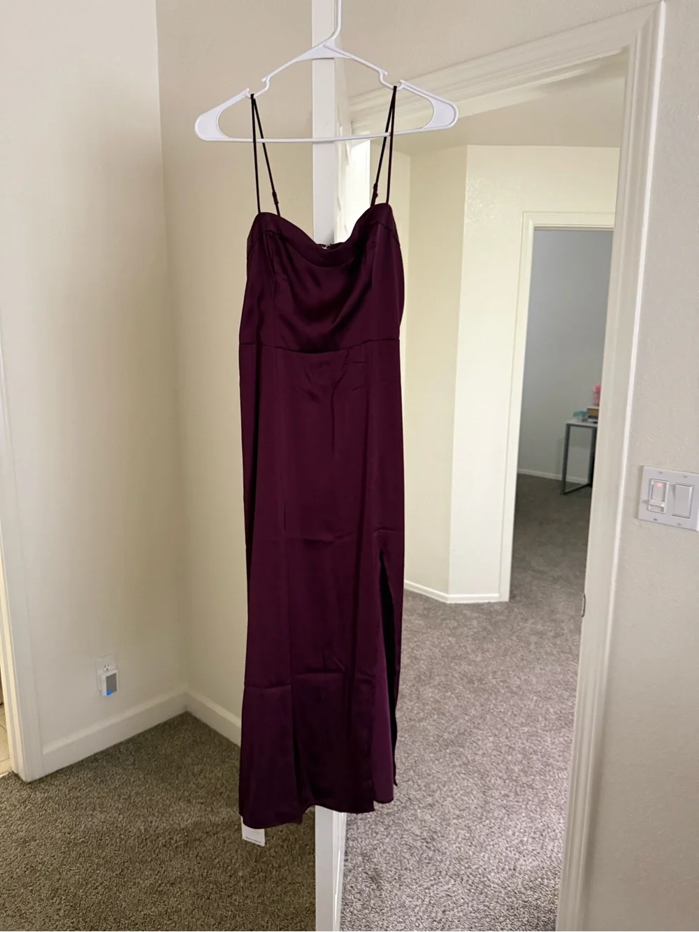 Abercrombie & Fitch Satin Maxi Slip Dress in Plum
